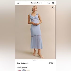 Reformation Purdie Dress. Size small. Color Mineral. Like New. Worn 1x.